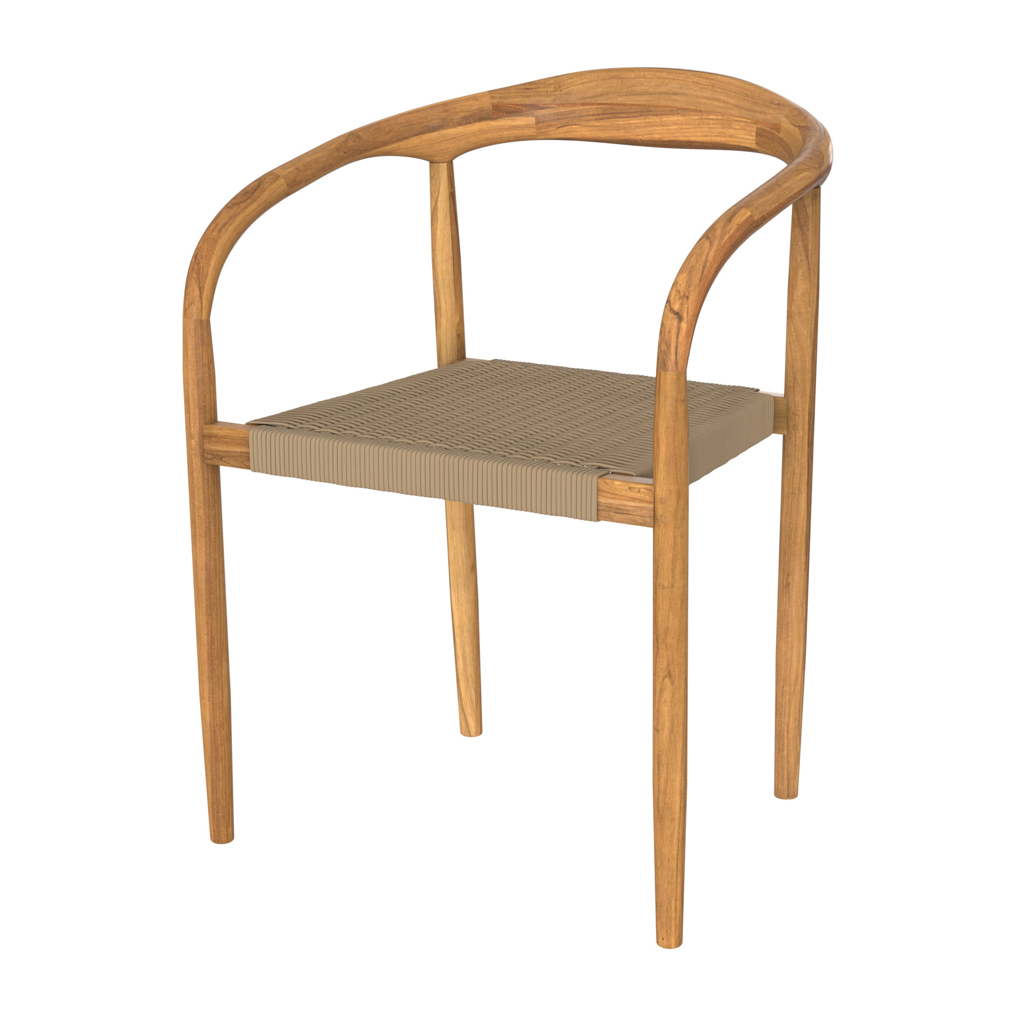 Chaise de jardin en corde tressée grise et bois de teck - Lanza