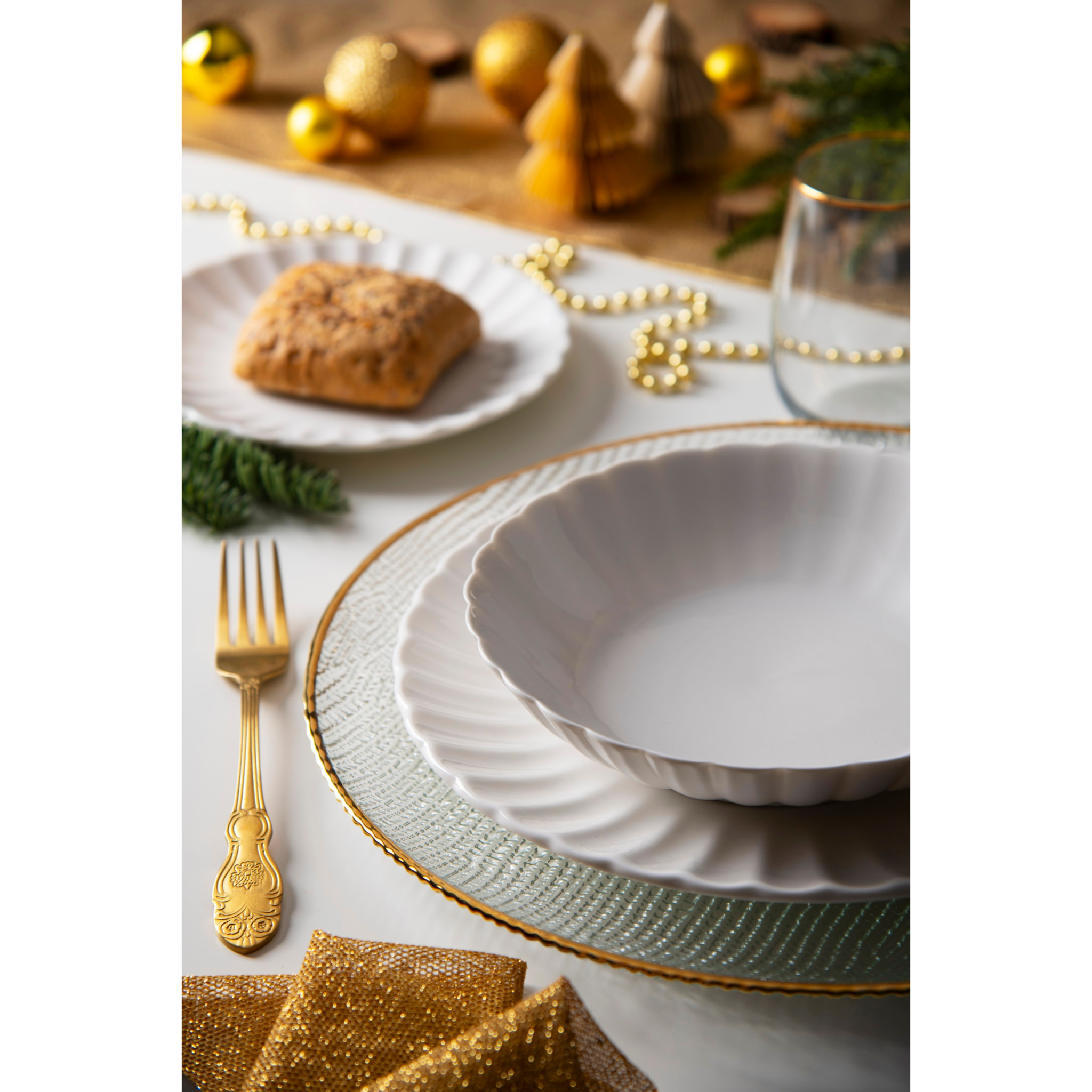 Service 18 Assiettes Excelsa – Elisir, Porcelaine Blanche