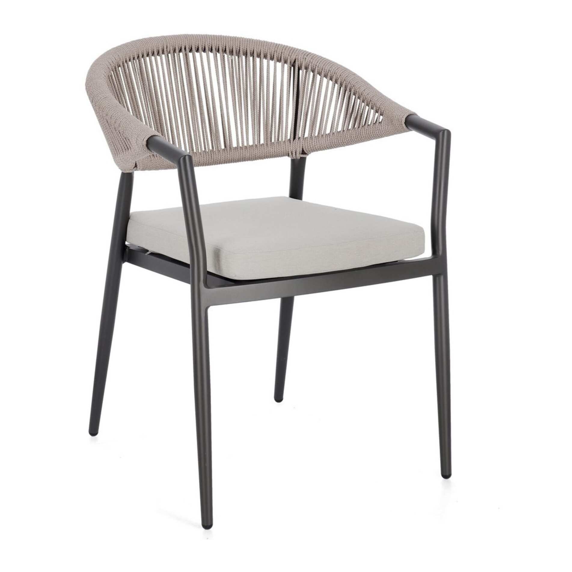 Set di 4 sedie con braccioli GETARIA antracite e beige, impilabili