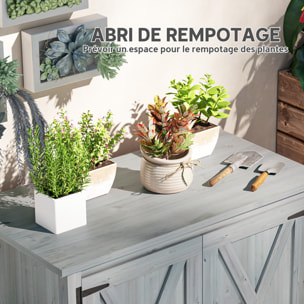 Armoire de jardin en bois 2 portes étagère 110 x 60 x 88 cm gris