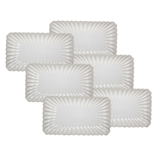 Lot de 6 grandes assiettes rectangulaires, Coquillage