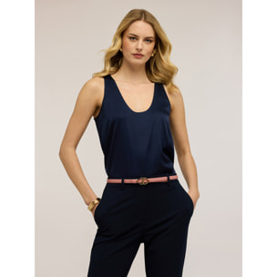 Motivi - Top de raso de hombro ancho - Azul