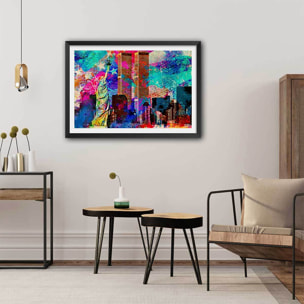 Affiche illustration graffiti new york Affiche sous cadre noir
