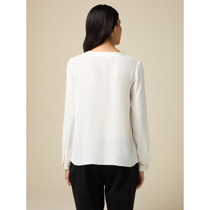 Oltre - Blusa in viscosa crêpe - Bianco