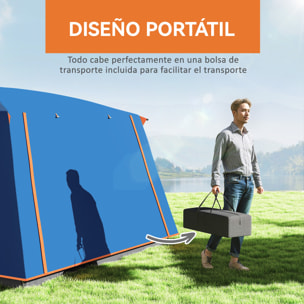 Tienda de Campaá±a Familiar para 4-6 Personas Tienda de Camping Tipo Táºnel con 2 Habitaciones Porche Impermeable 3000 mm Anti-UV para Pescar Senderismo Azul Claro