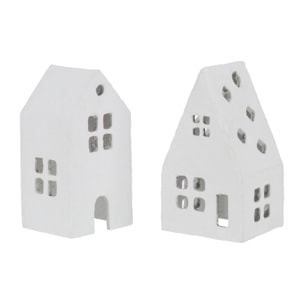 J-Line décoration Maison - coton maché - blanc - 2 pcs