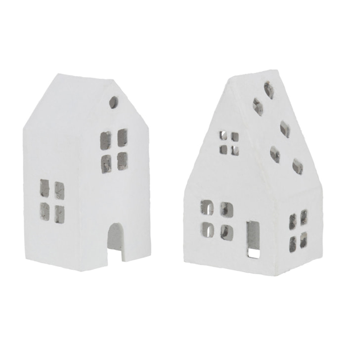 J-Line décoration Maison - coton maché - blanc - 2 pcs