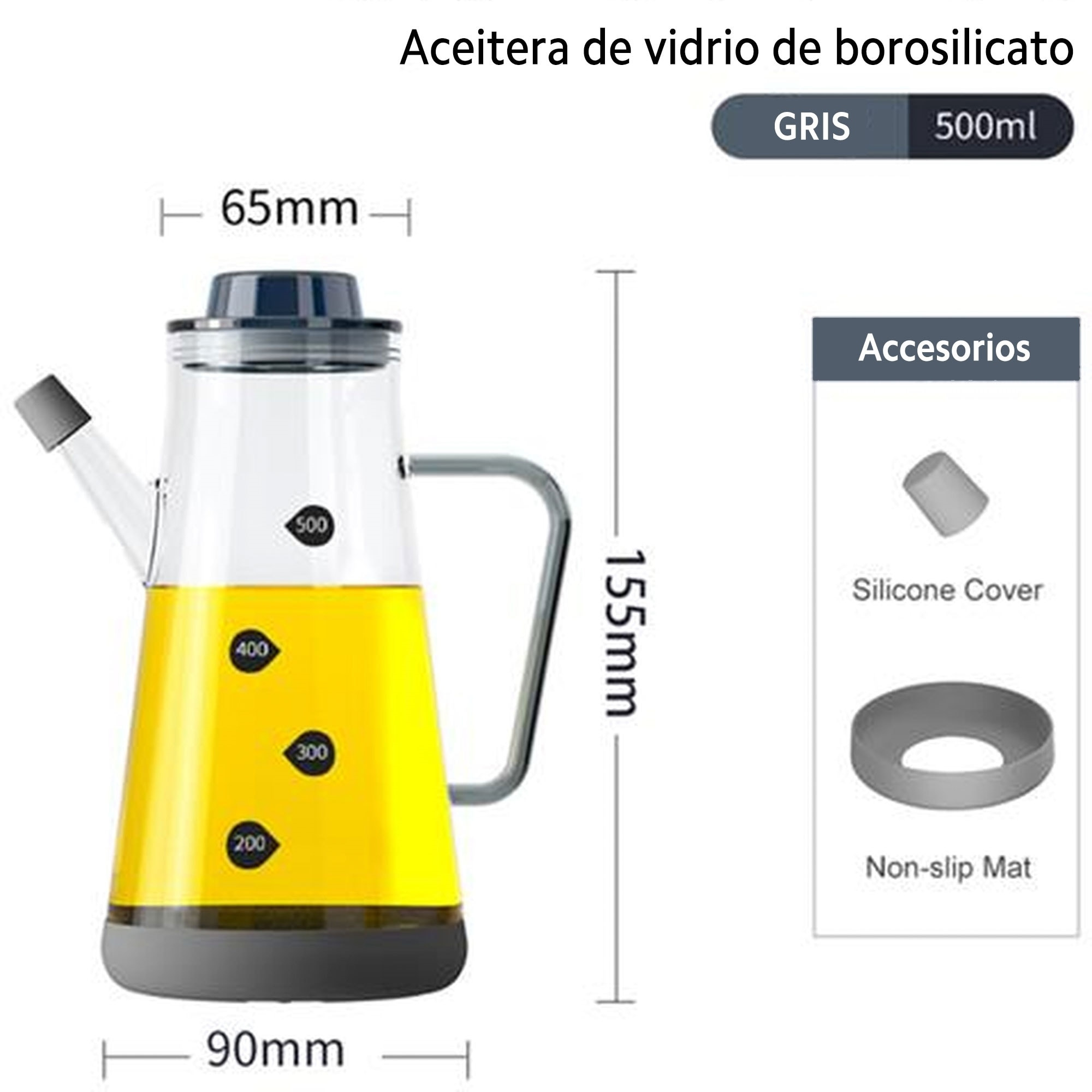 Aceiteria de vidrio de borosilicato 500ml joybos