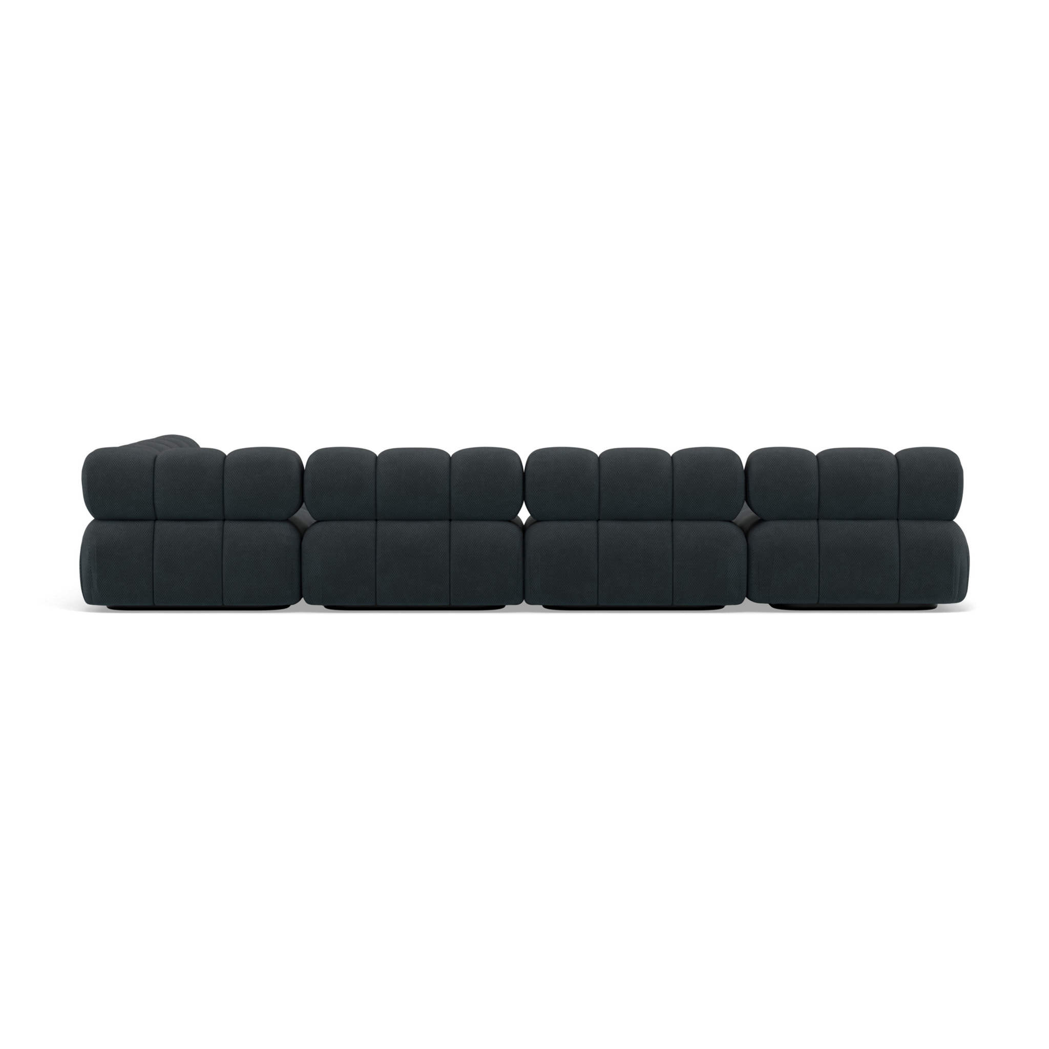 Ruby - canapé panoramique modulable d'angle droit 7 places en velours texturé - Noir