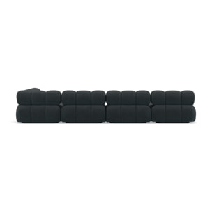 Ruby - canapé panoramique modulable d'angle droit 7 places en velours texturé - Noir