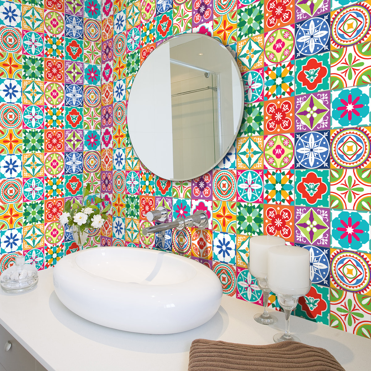 Stickers muraux - Sticker Mural Carrelage adhésif Cuisine Salle de Bain - 30 STICKERS CARRELAGES AZULEJOS ZORANA