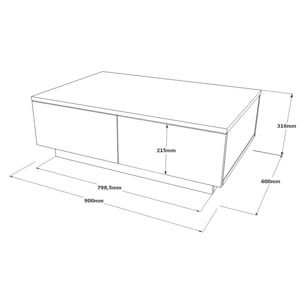 Mesa de centro cuadrada con cajón de almacenamiento wellhome.