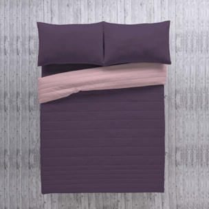 Naturals - Colcha Bouti - Lisa - Reversible - 100% Microfibra - 70 gr/m² - Berenjena/Rosa Viejo