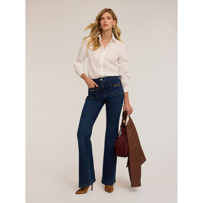 Motivi - Camisa con bordados de canutillos - Blanco