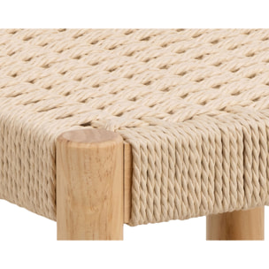 Liora - tabouret en bois de pin et corde tressée – H 45cm - Bois / Beige