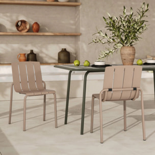 Lot de 2 chaises de jardin en métal taupe - Suna