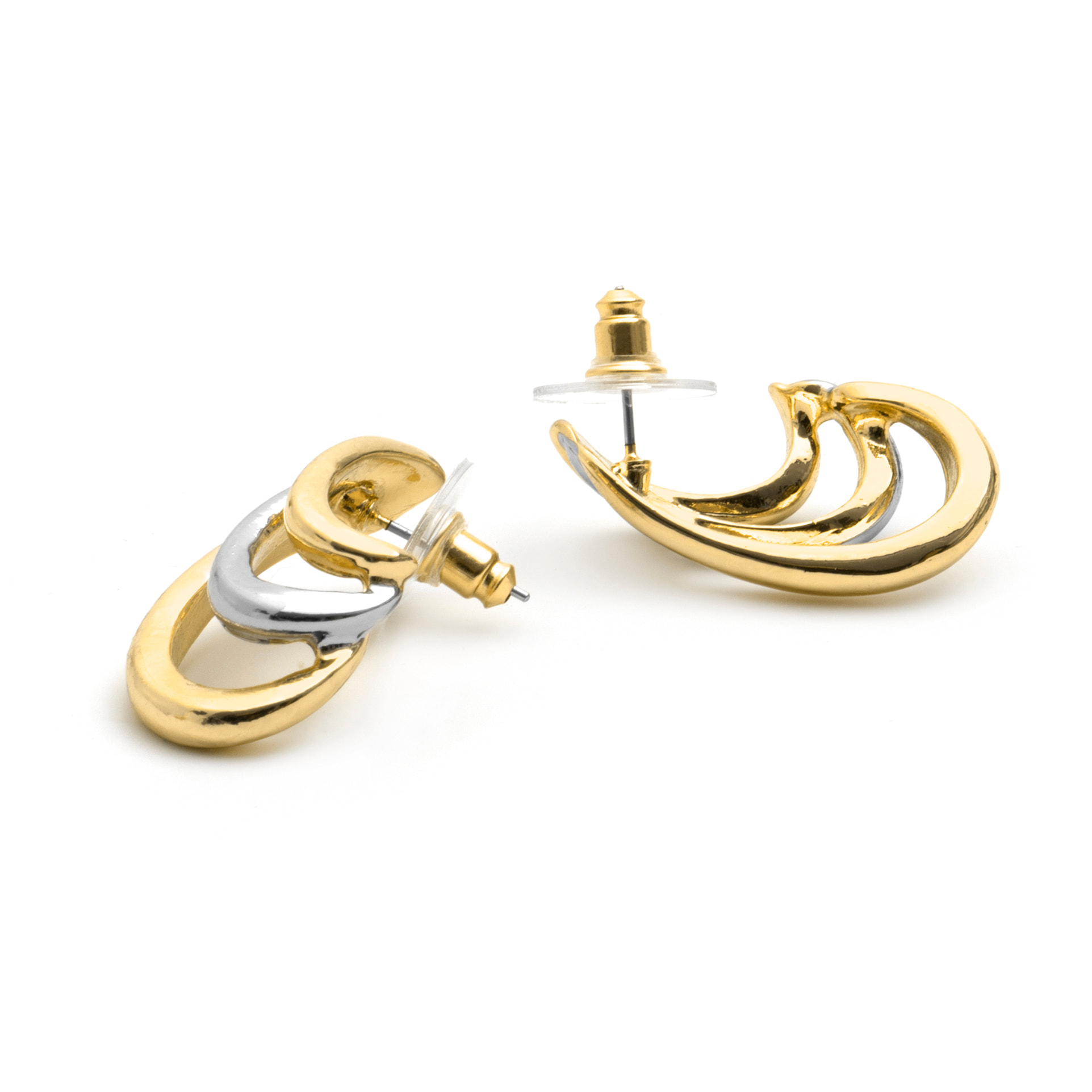 Pendientes Towio acabado plata y oro amarillo 18k