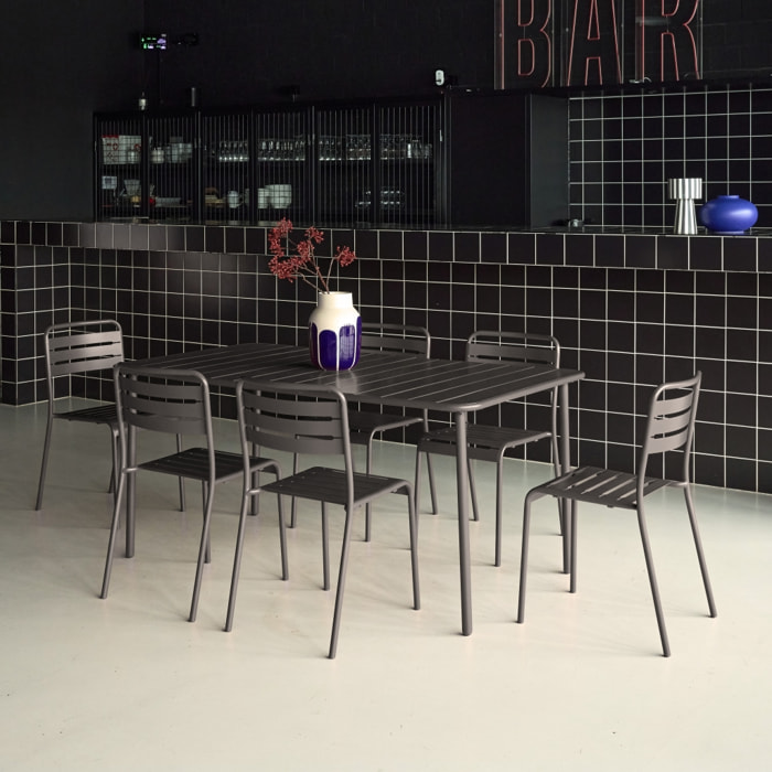 Table de jardin métal + 6 assises AMÉLIA