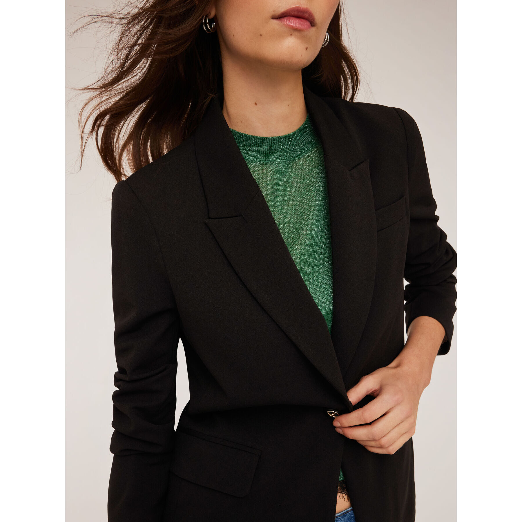 Motivi - Chaqueta de botonadura simple en crepé - Negro