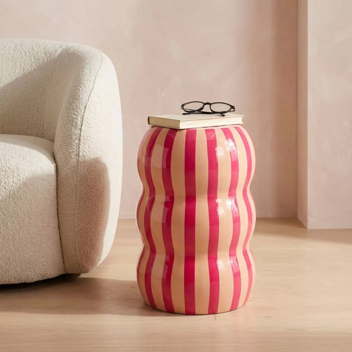 Table d'appoint Candy 30cm rose et beige Kare Design