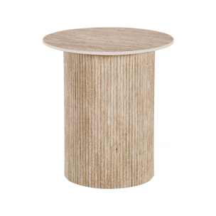 table d'appoint, bout de canapé, table de chevet en céramique "Eclat" - 50 x 50 cm - Marron