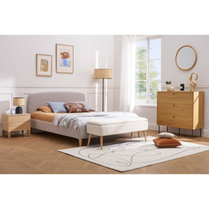 Lit 2 places 160x200cm en tissu beige NIELS
