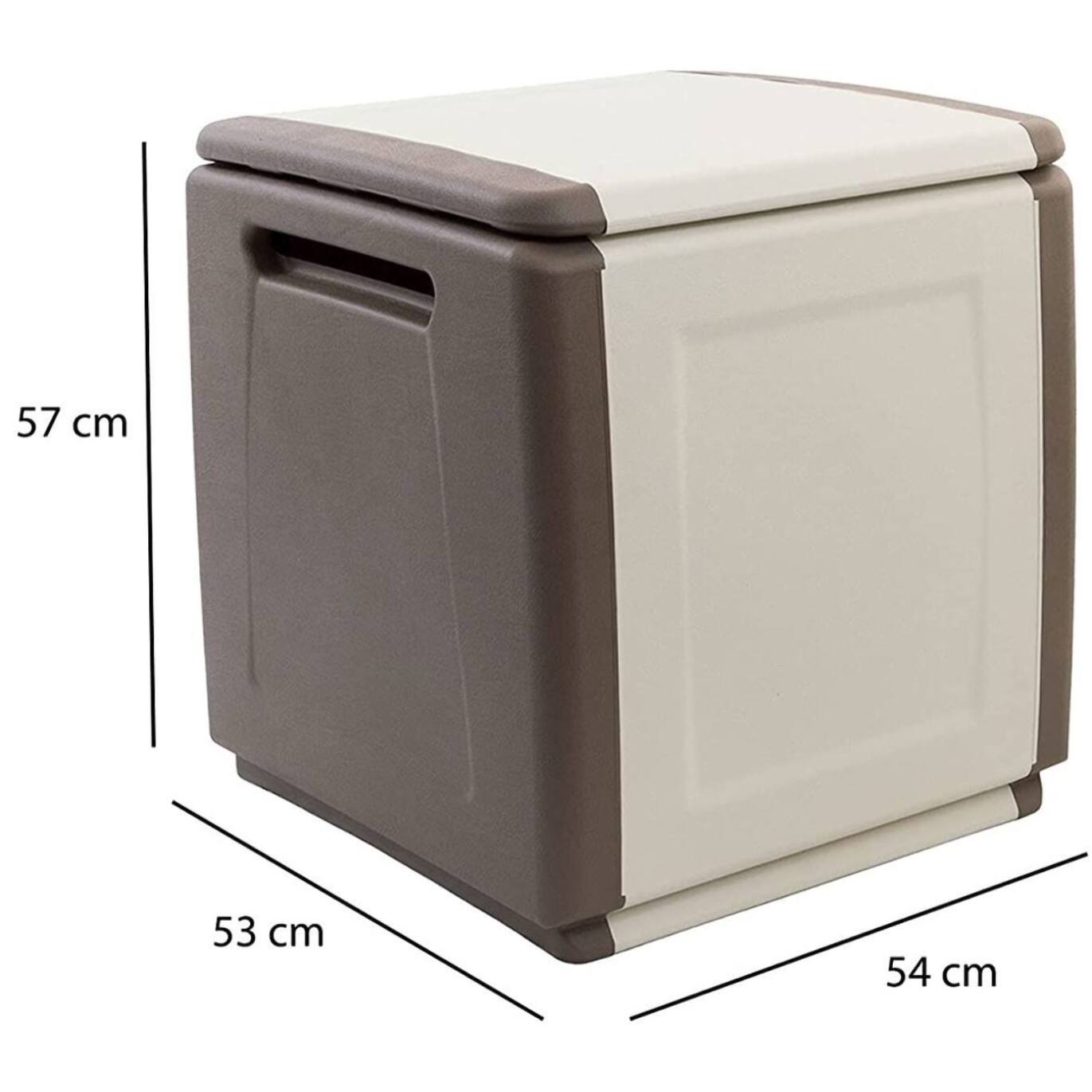 Baule Azziuro, Cassapanca multiuso, Baule contenitore, Box portaoggetti, 100% Made in Italy, 54x53h57 cm, Beige e Marrone