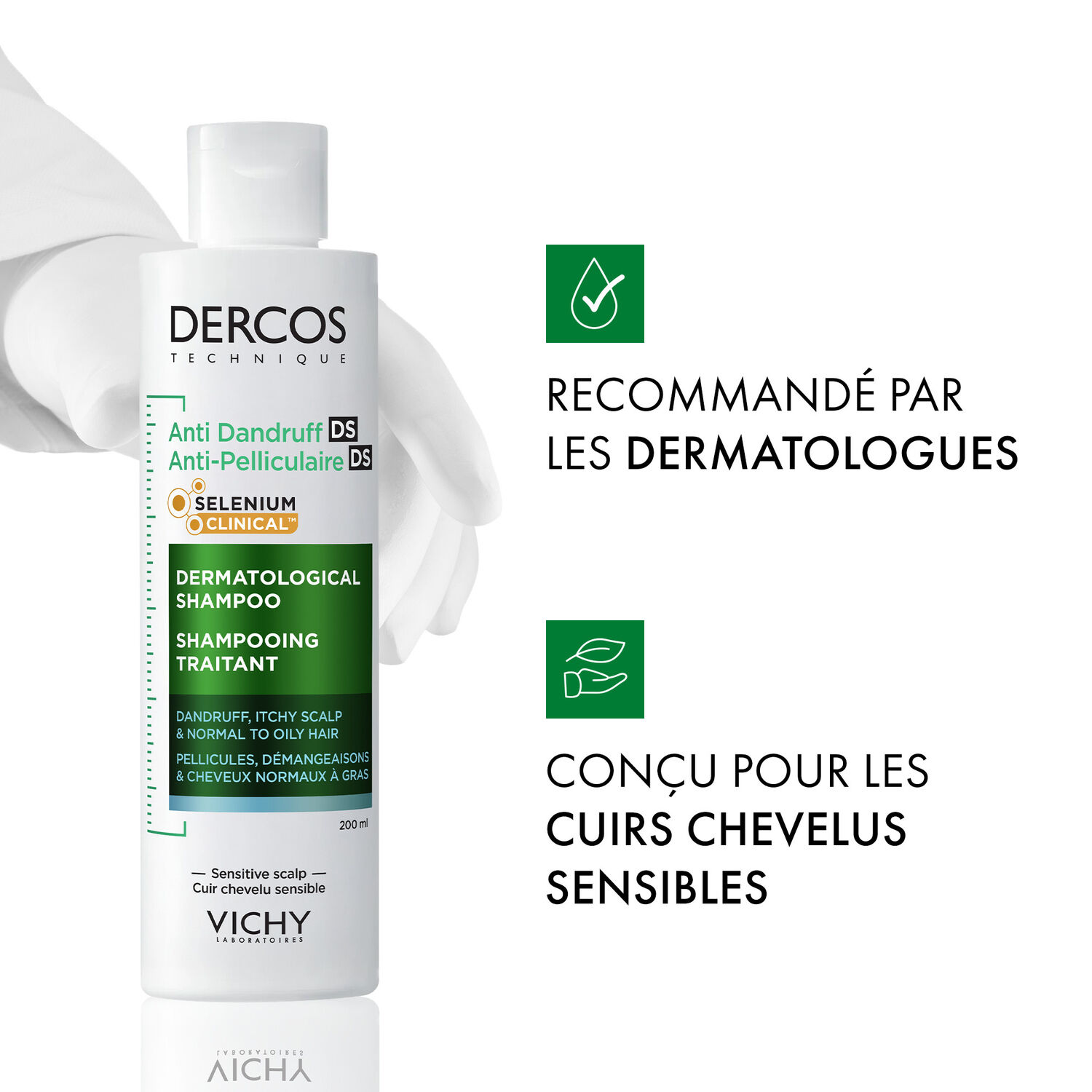 Dercos - Shampooing Traitant Pellicules & Démangeaisons Cheveux Normaux à Gras