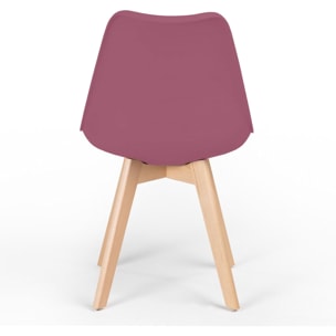 Sedia da cucina ergonomica gambe legno bordeaux 4 pz - Candice