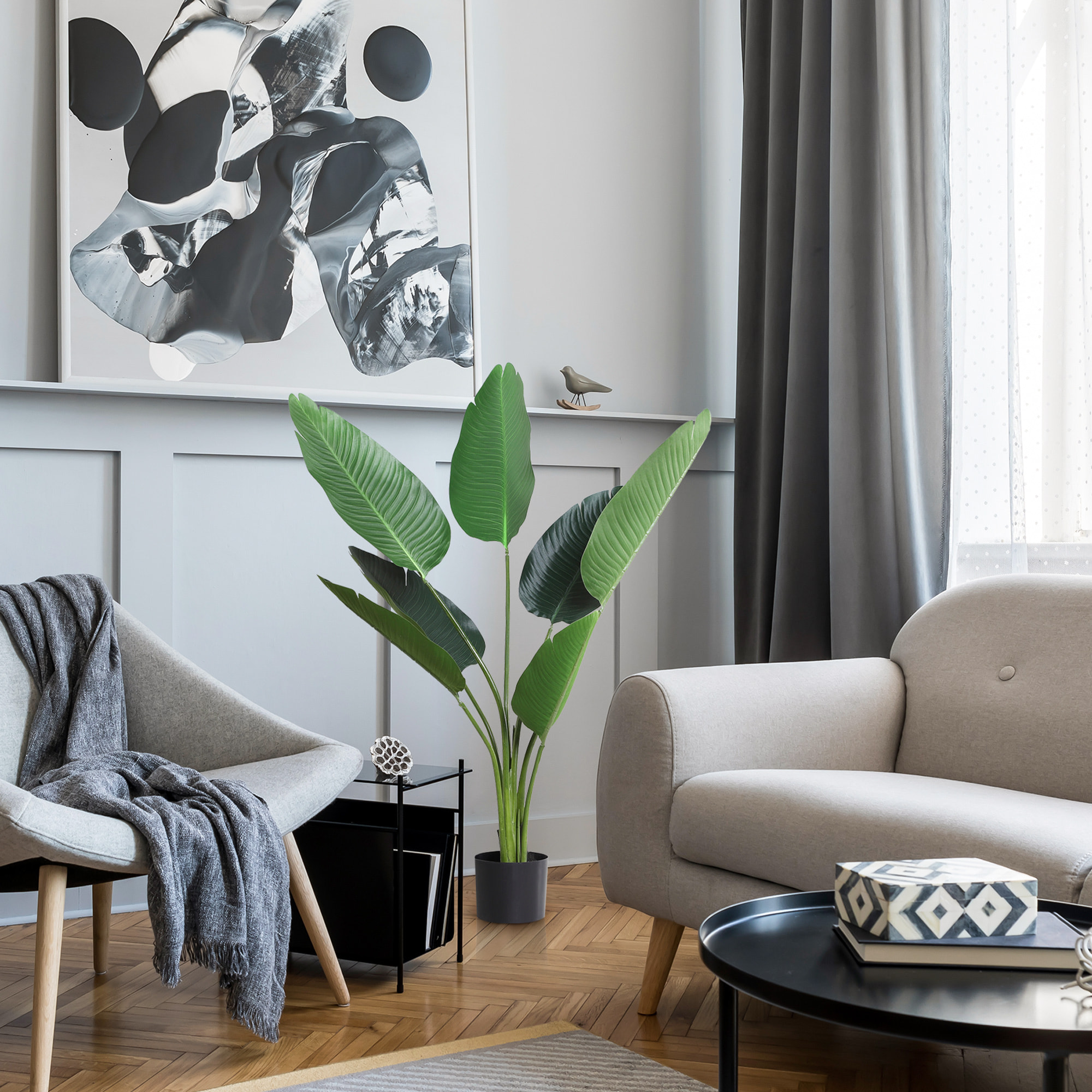 Planta de Decoración Artificial de Palma con Maceta Ð¤15x120 cm