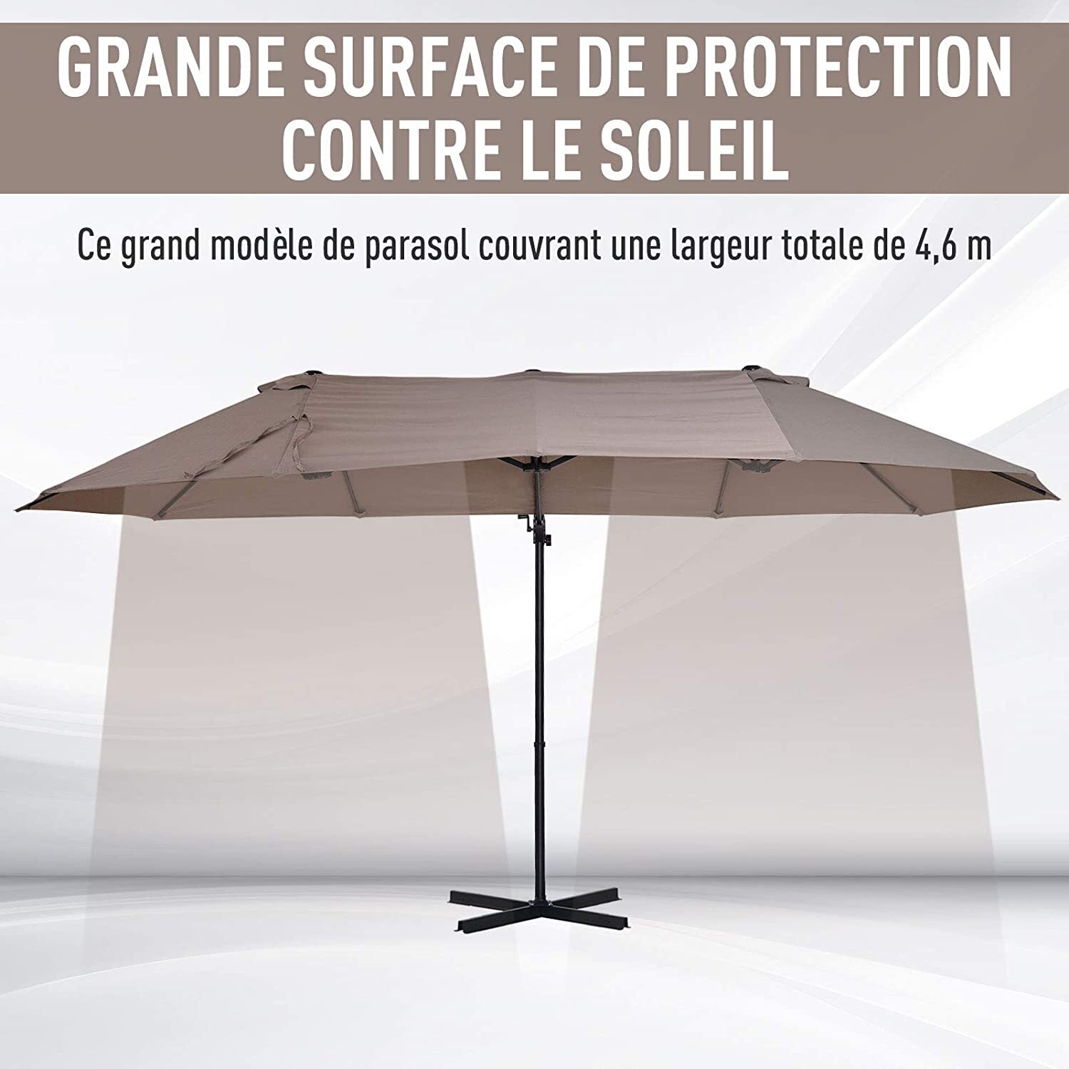 Parasol déporté XXL – Inclinable – Usage extérieur