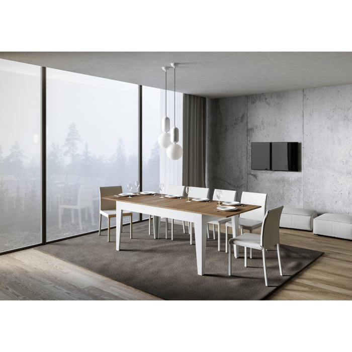 Mesa extensible 90x160/220 cm Cico Mix tapa Roble Natural patas Fresno Blanco