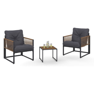 Salon de jardin Ozéa 2 places gris et cordage