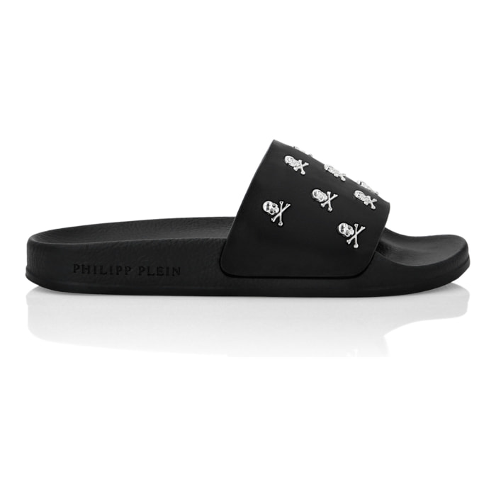 PHILIPP PLEIN Sandalias planas de goma SKULL&BONES