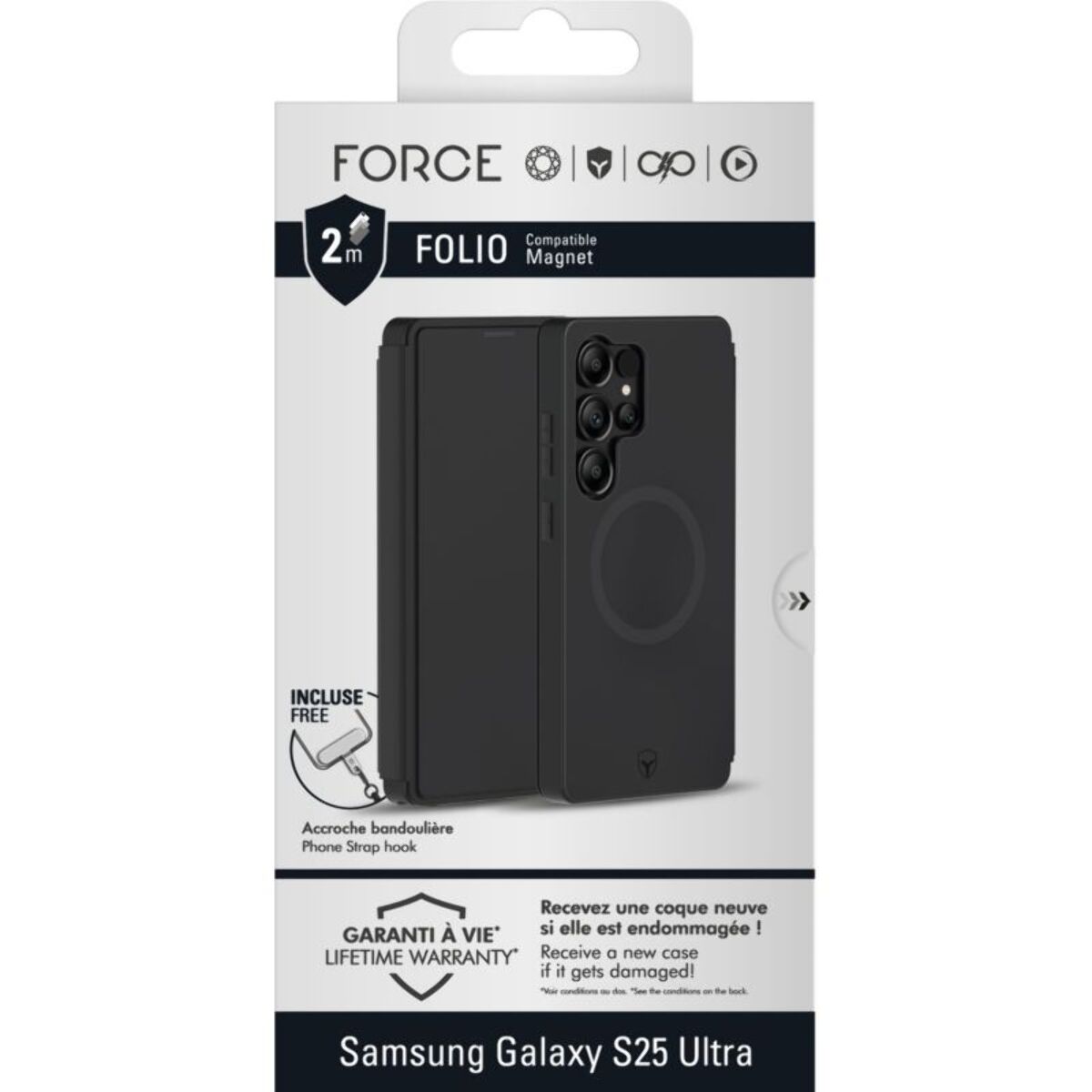 Coque étui FORCE CASE Samsung S25 Ultra  Magnet Noir