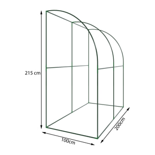 Serra A Casetta Da Parete Muro In Acciaio Per Giardino Piante Fiori Orto Copertura Trasparente in PVC 2 Porte Avvolgibili A Cerniera 200x100x215 Cm