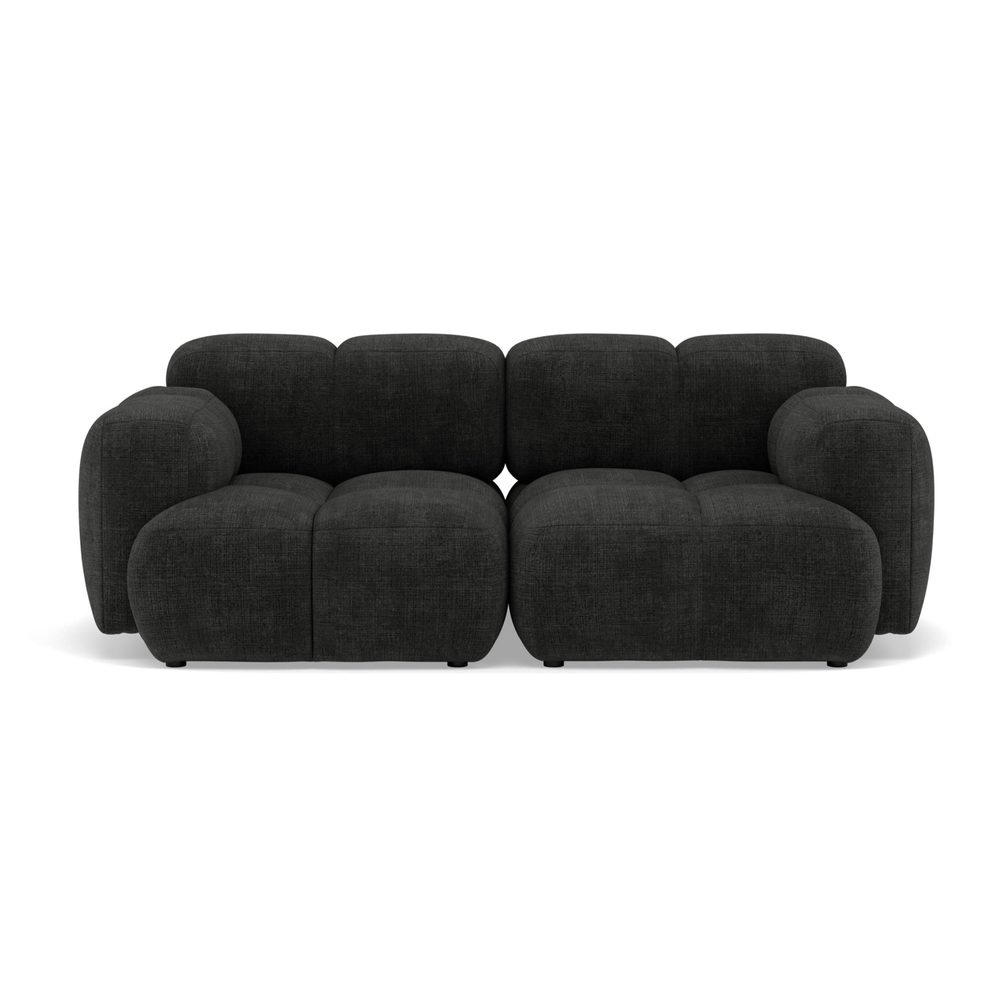 Grace - canapé modulable 2 places en velours texturé - Gris Anthracite