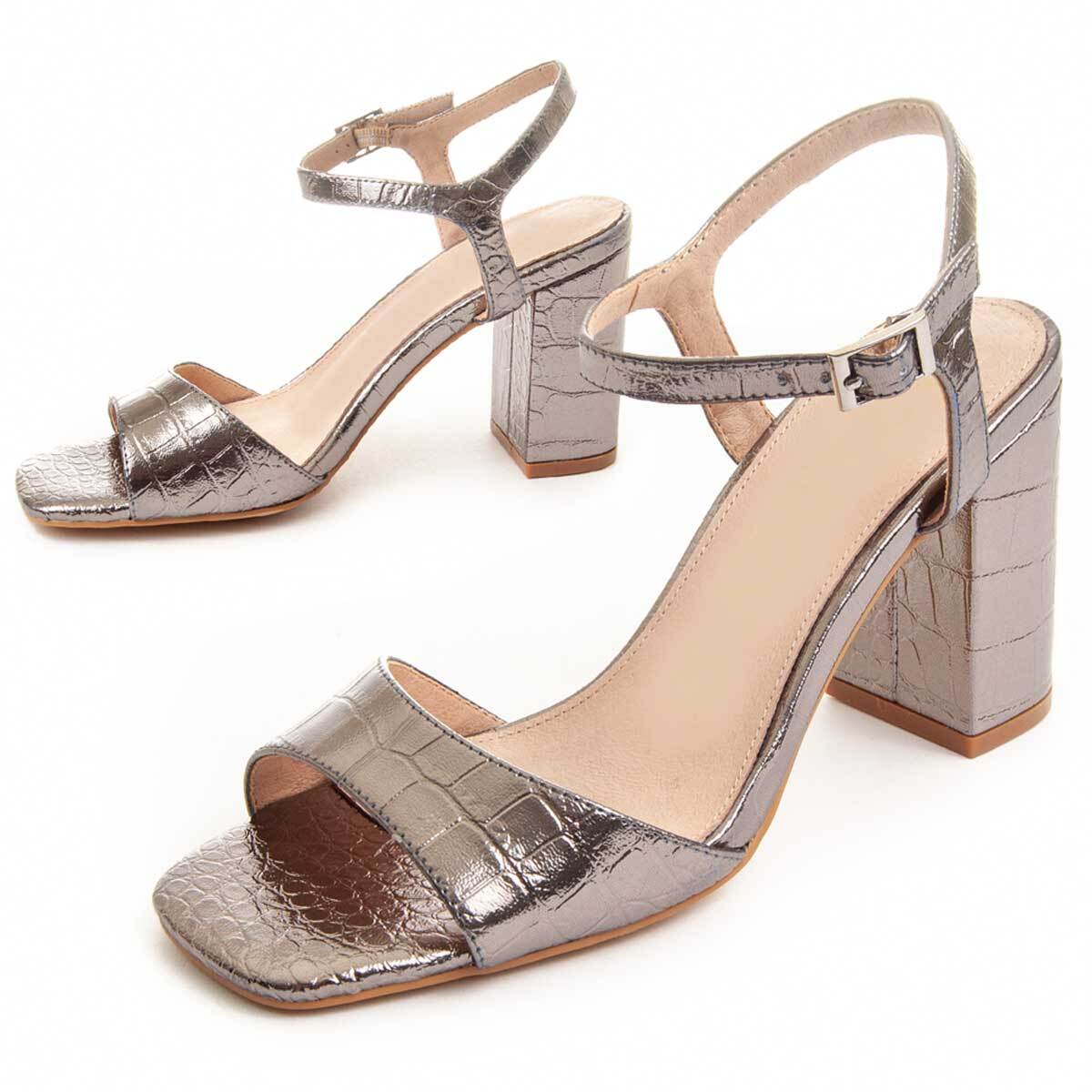 Sandalias de Tacón - Plateado - Altura: 8 cm