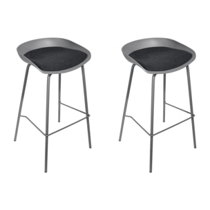 Tabouret De Bar Hella Gris - Lot De 2