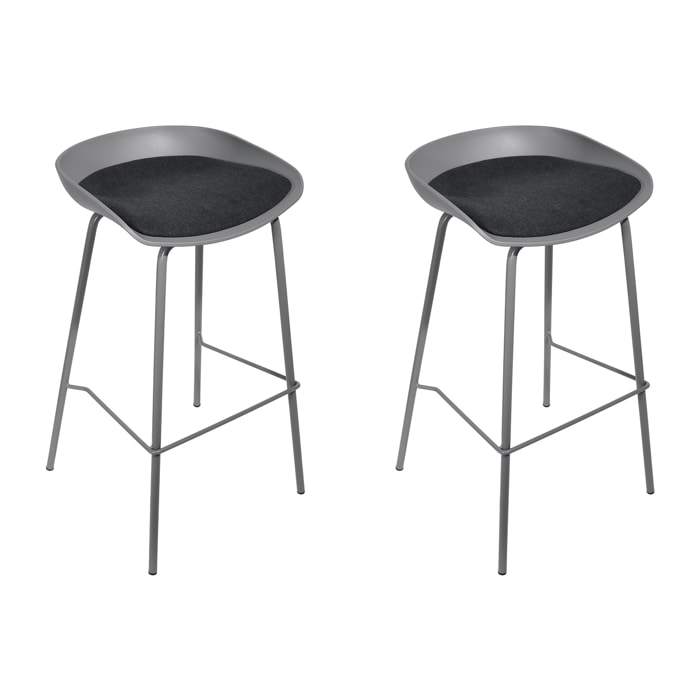 Tabouret De Bar Hella Gris - Lot De 2