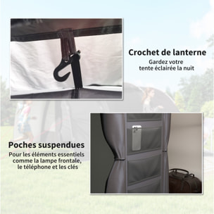 Tente camping 6 places - tente tunnel familiale - imperméabilité 5000mm - dim. 4,6 x 3,2 x 1,9 m - sac inclus - gris