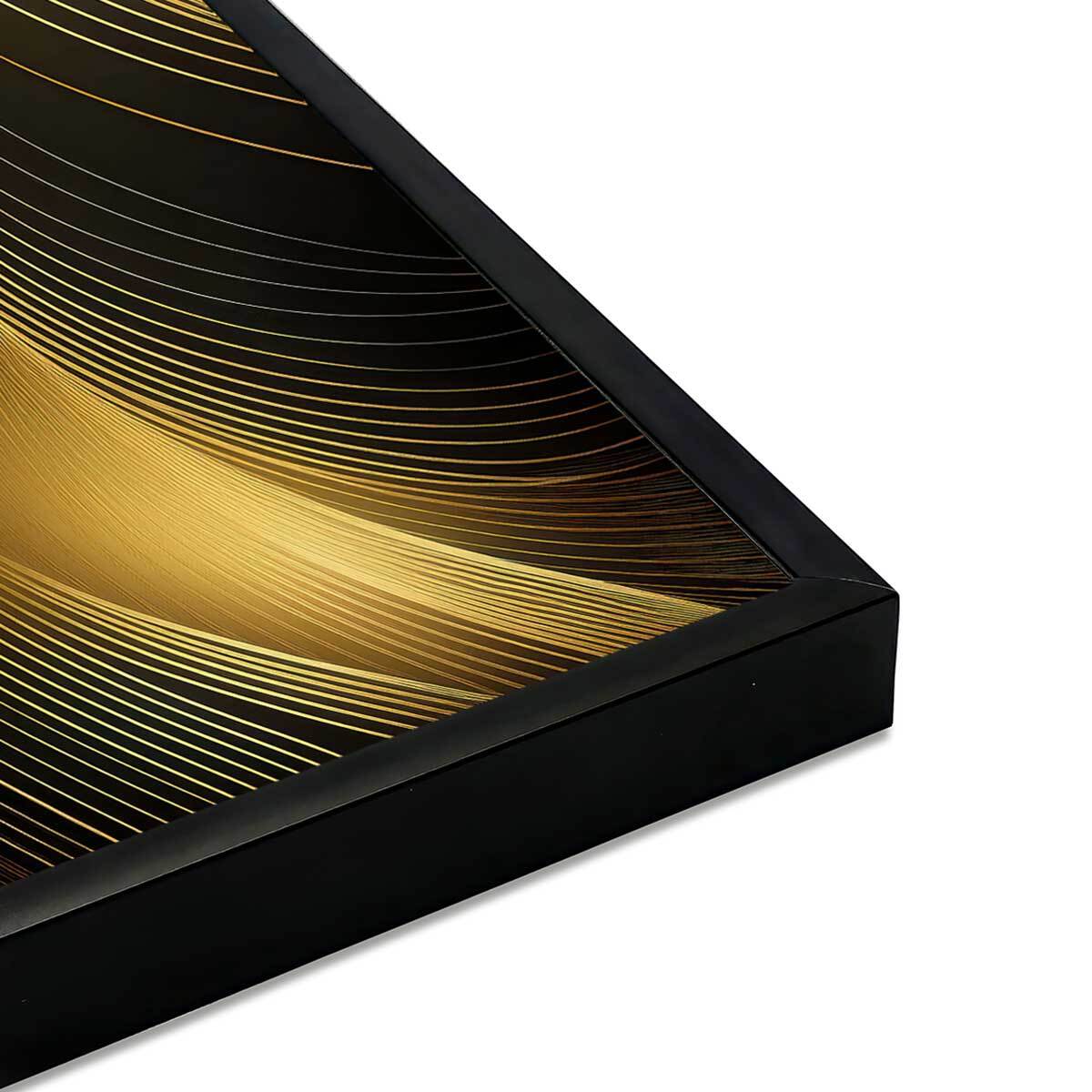 Affiche encadrée lignes abstraites dorées sur fond noir Affiche + cadre en métal - Noir