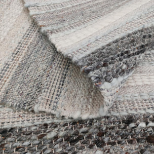 Tapis Kilm reversible Futo, tissé à plat à la main à base de plastique recyclé