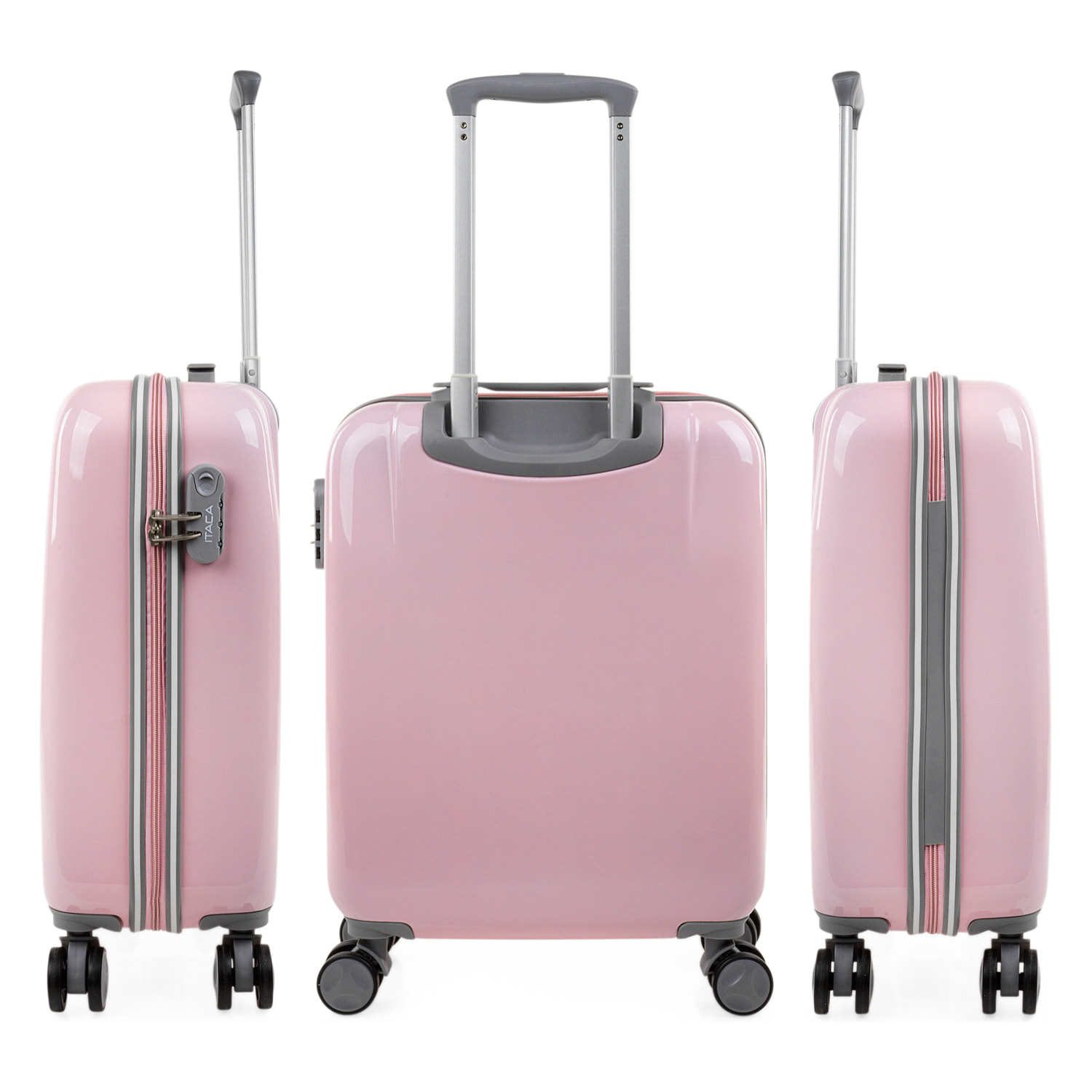 Juego De Maletas Pc Itaca Base Rosa Rosa Plumas