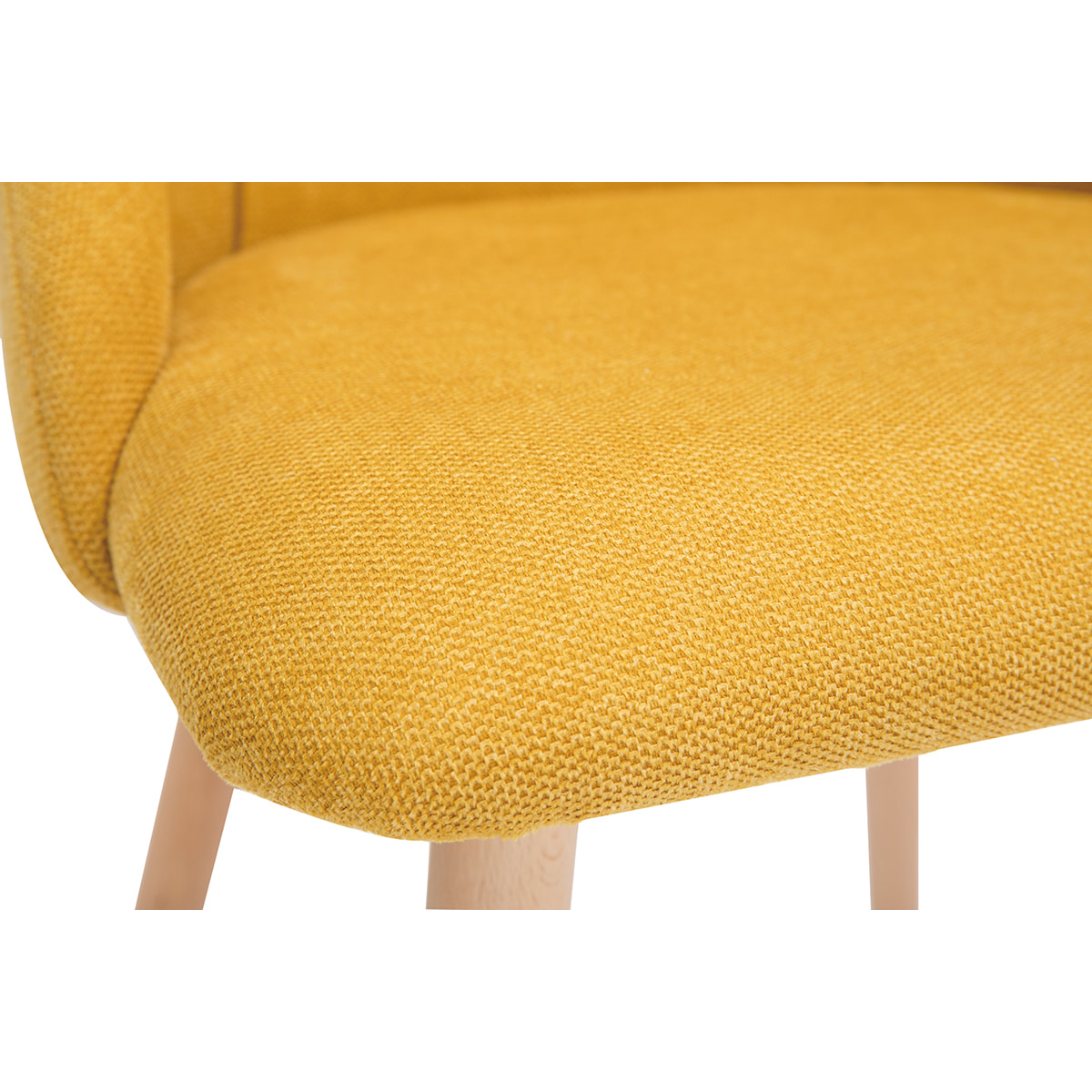 Chaises scandinaves en tissu effet velours texturé jaune moutarde et bois clair (lot de 2) HIGGINS