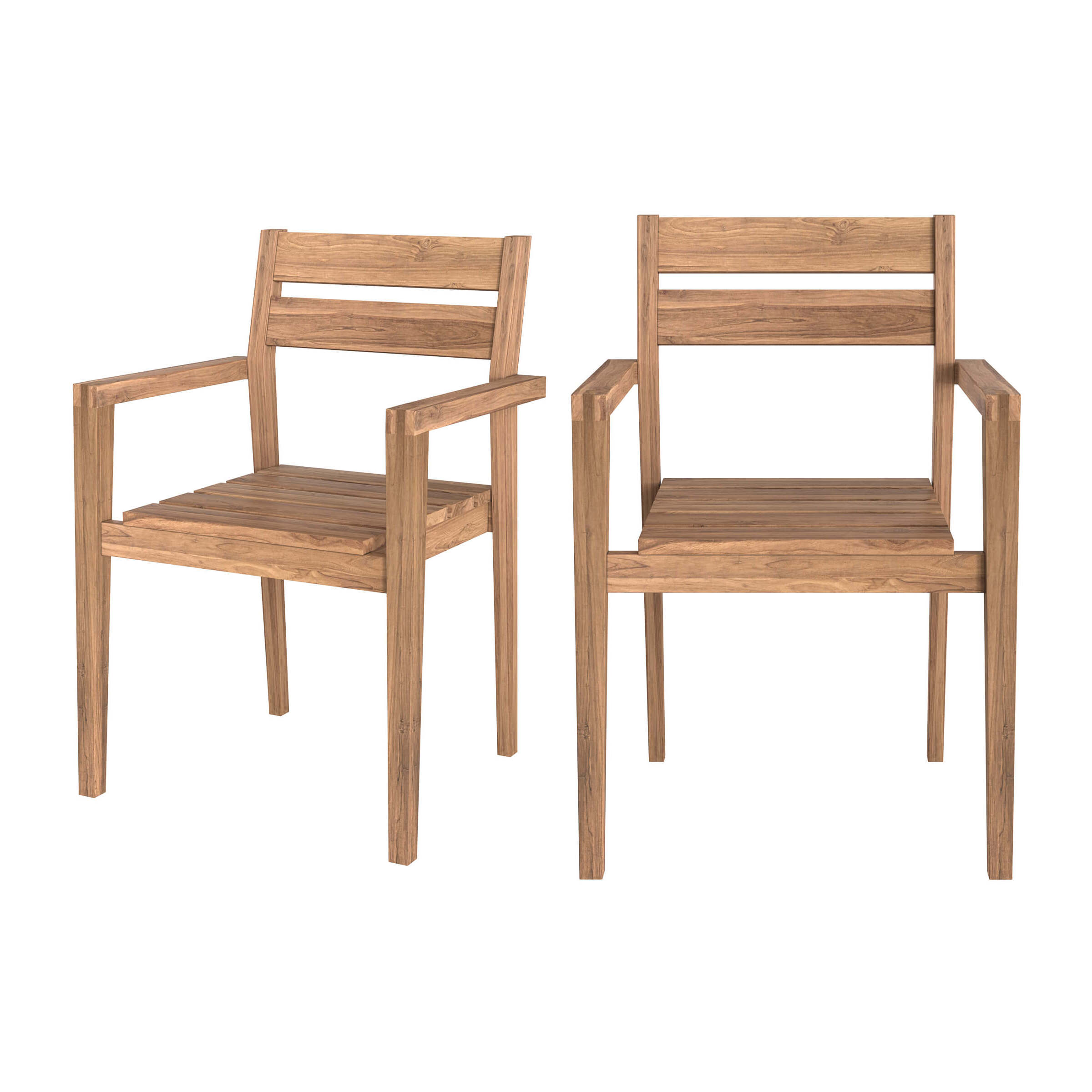 Lot de 2 chaises de jardin en bois de teck - Lucia
