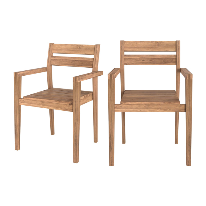 Lot de 2 chaises de jardin en bois de teck - Lucia