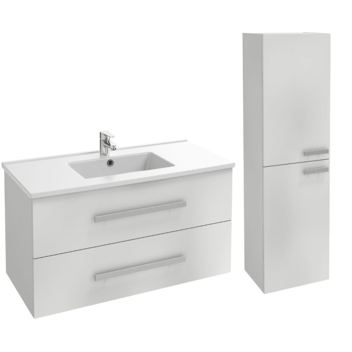 Meuble vasque Ola up + colonne de salle de bain blanc