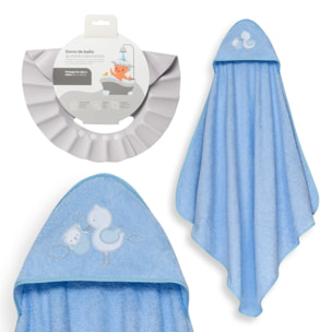 Capa Baño 1X1 Mod Cigueña Oso+Gorro Azul