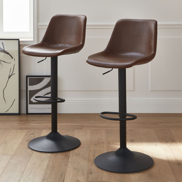 Tabouret de bar réglable simili cuir 60,5/81,5cm (lot de 2) NOAH